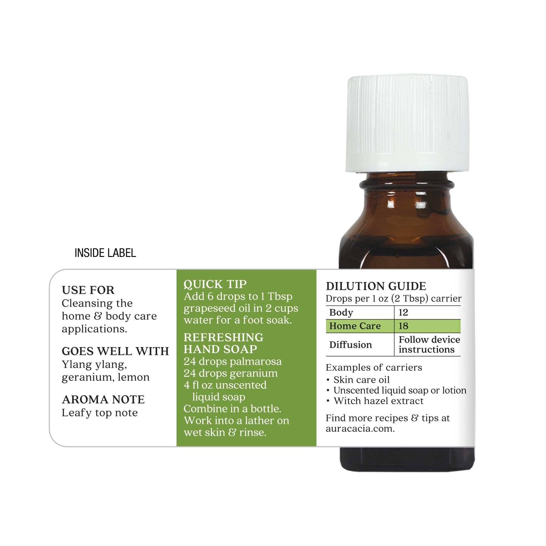 Aura Cacia Palmarosa, guía de uso para blends seguros y versátiles.
