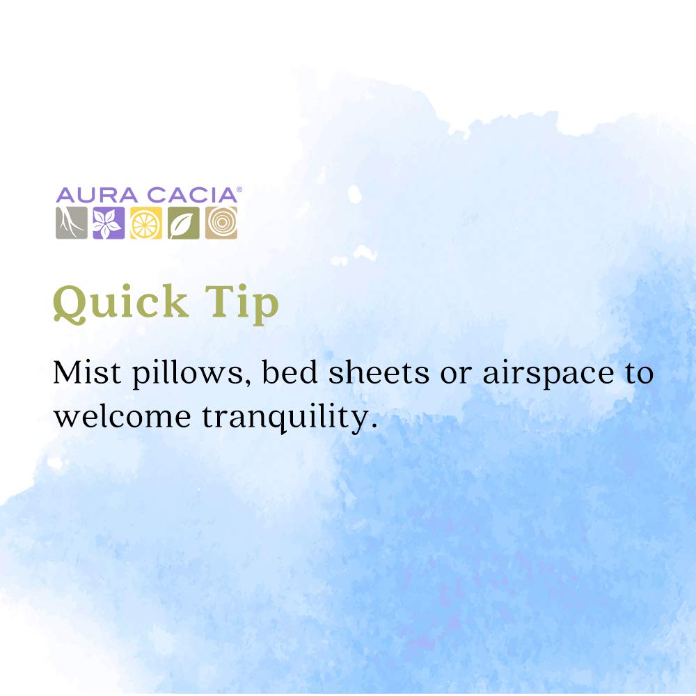 Aura Cacia Pillow Potion frasco aroma lavanda promueve ritual nocturno.