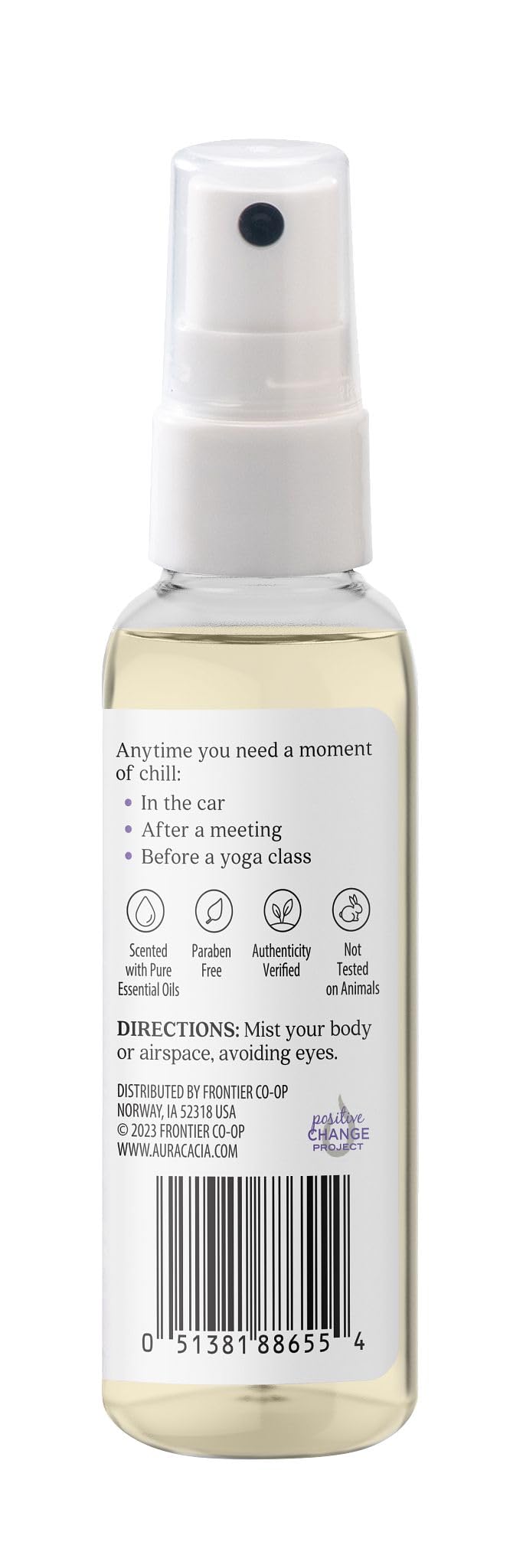 Rociador Aura Cacia Chill Pill para uso rápido y refrescante.