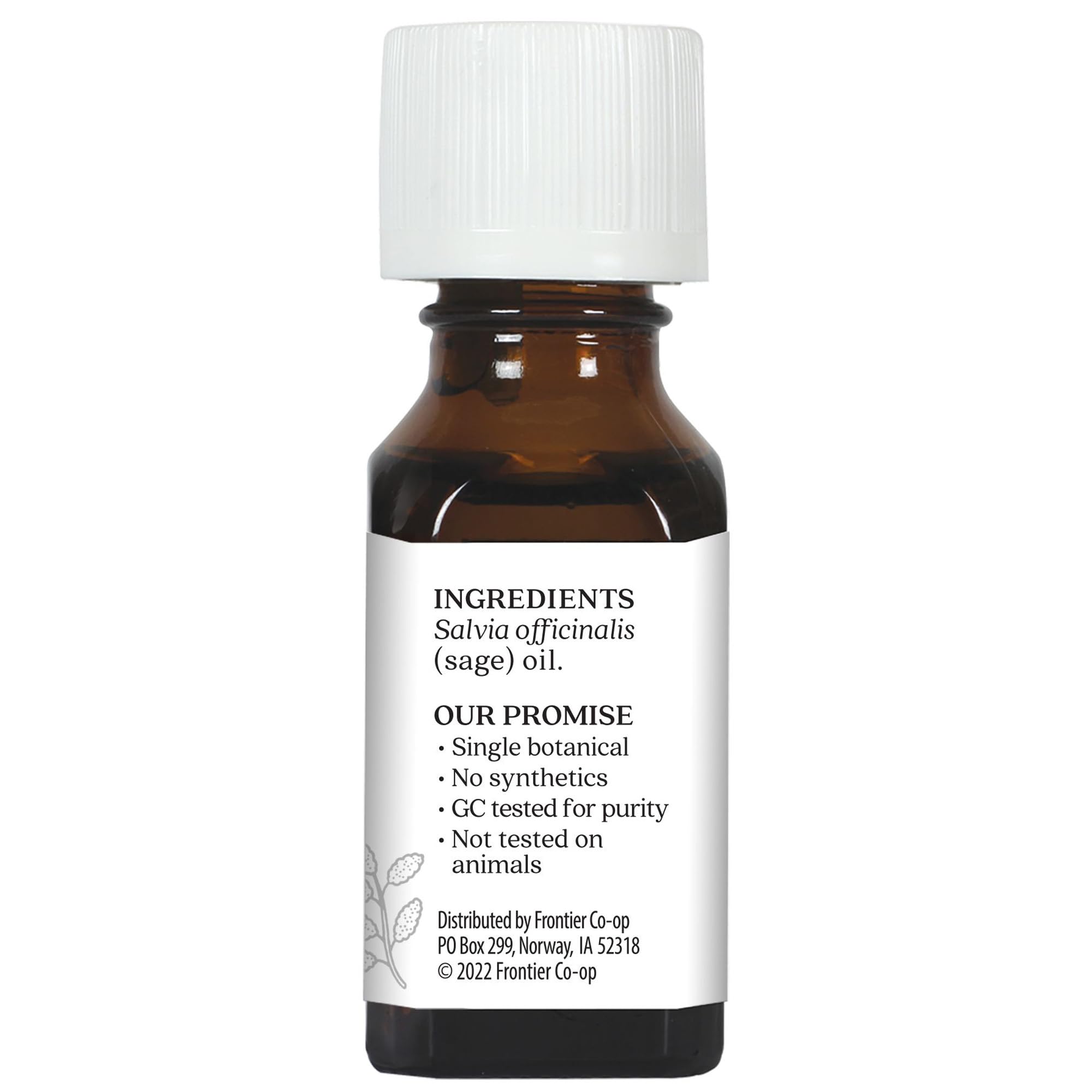 Aura Cacia Salvia Clary, etiqueta del producto con indicaciones básicas.