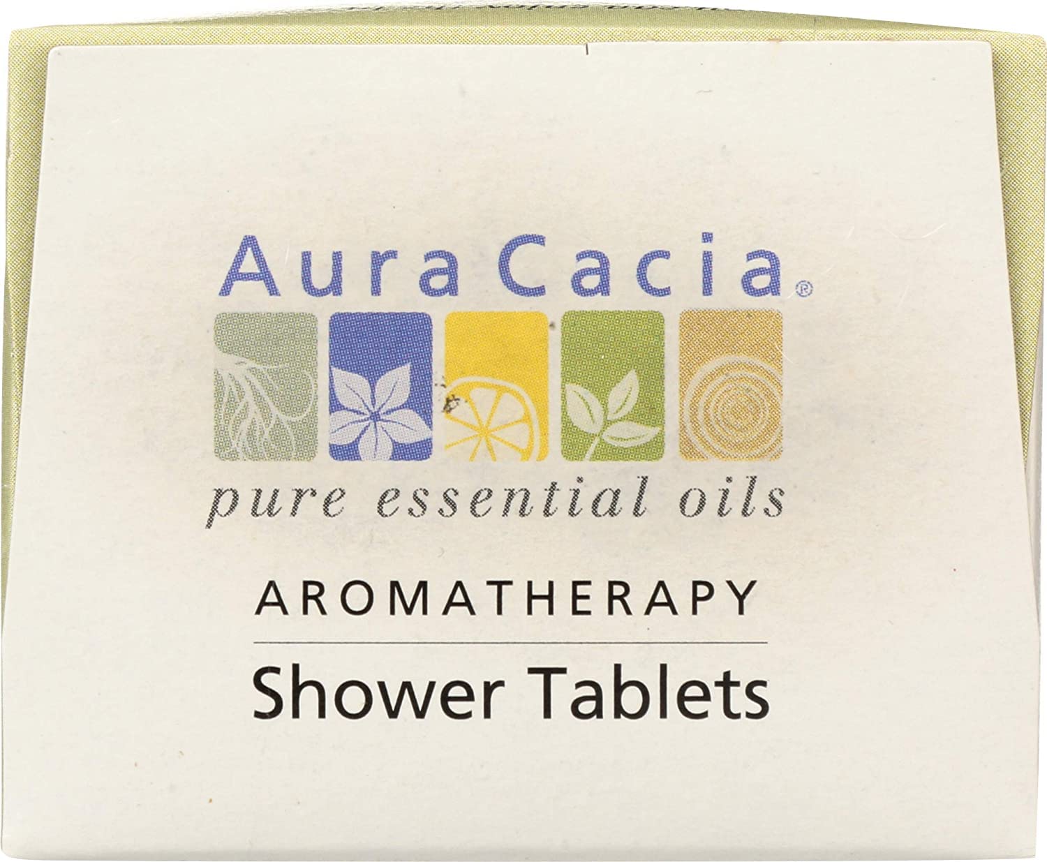 Aura Cacia tableta en la mano que muestra aroma de eucalipto para energía matutina.
