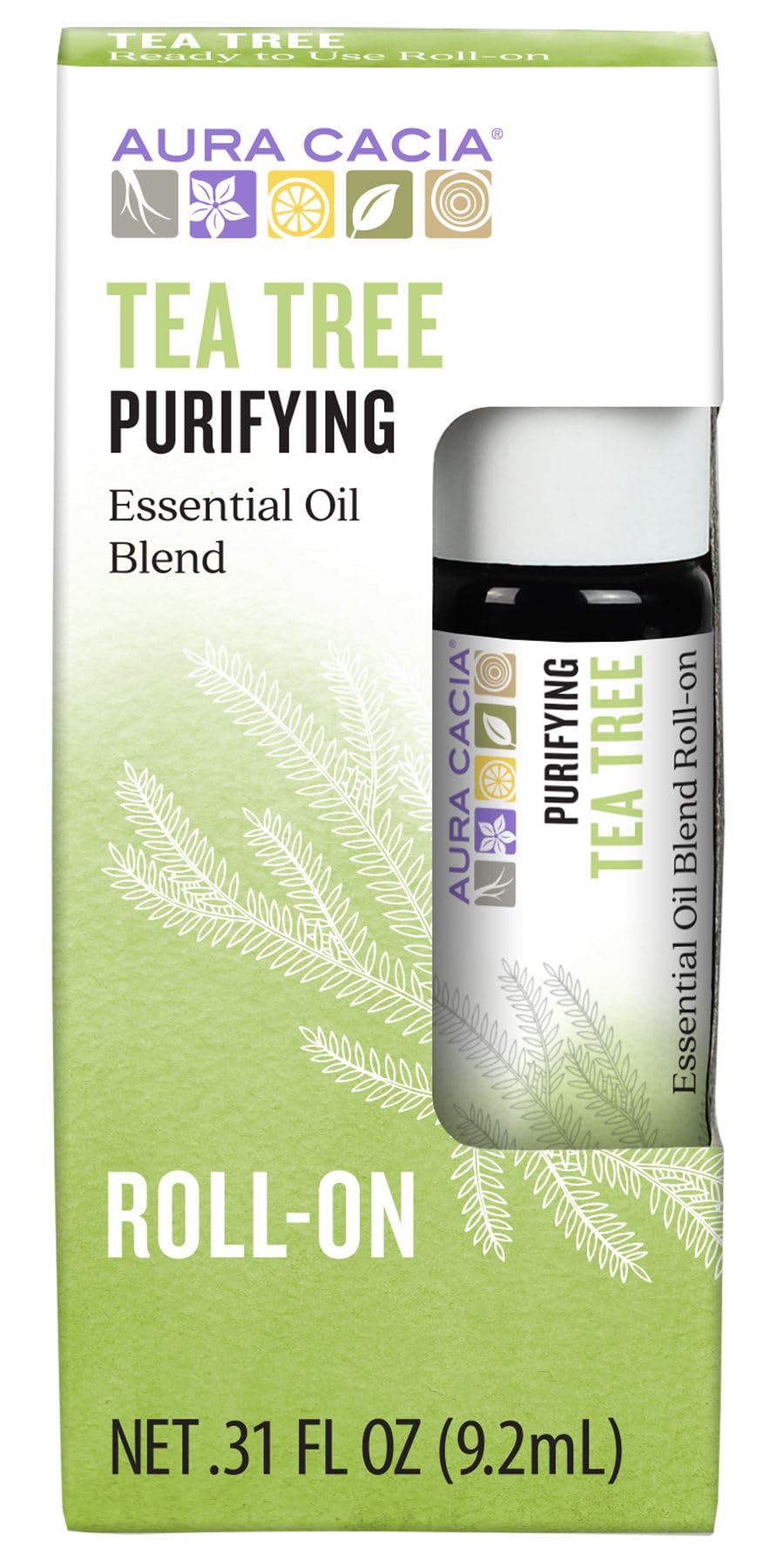 Aura Cacia Tea Tree Roll-On, aplicación puntual para purificar áreas específicas de la piel.