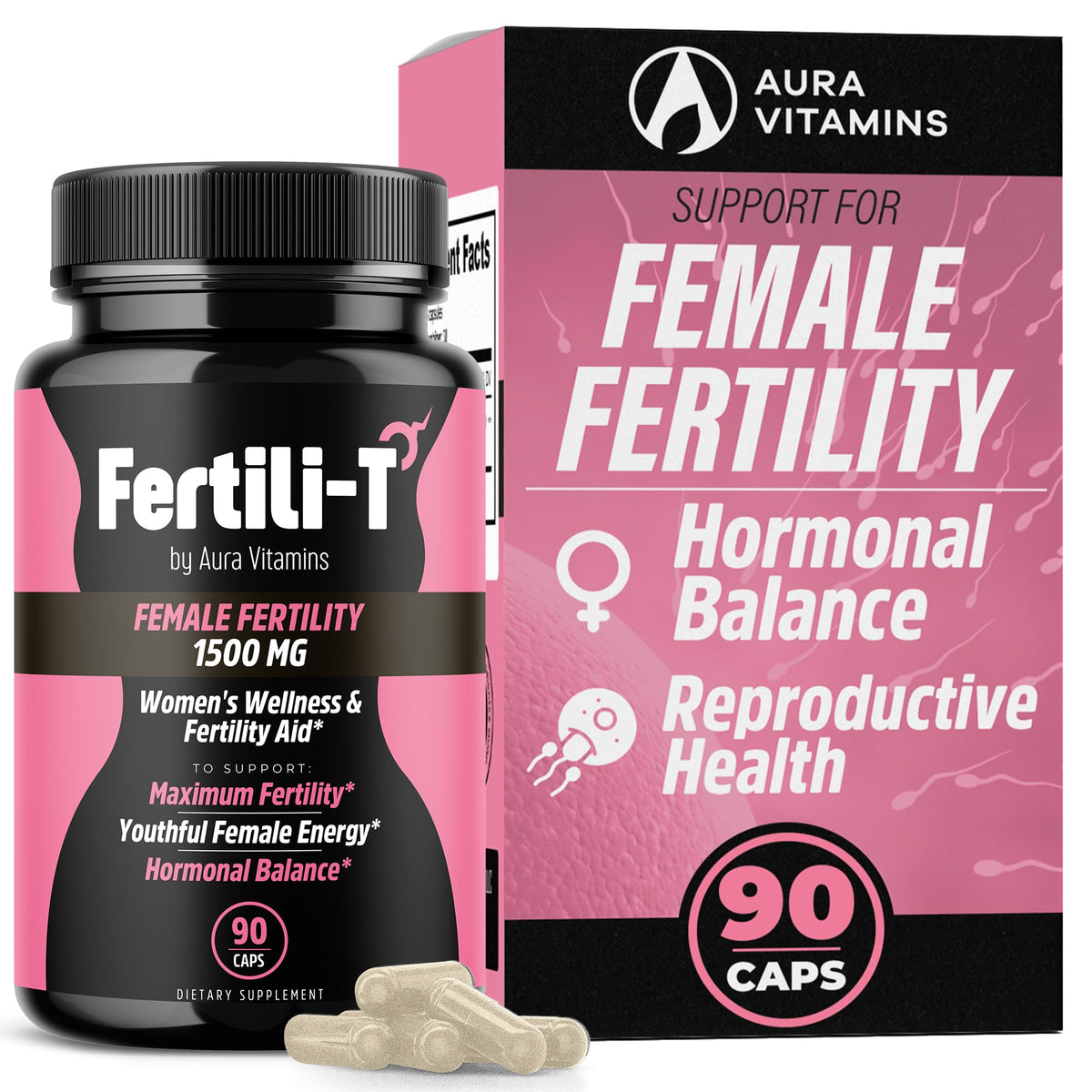 Aura Vitamins Fertili-T Female - botella frente: apoyo natural a la fertilidad