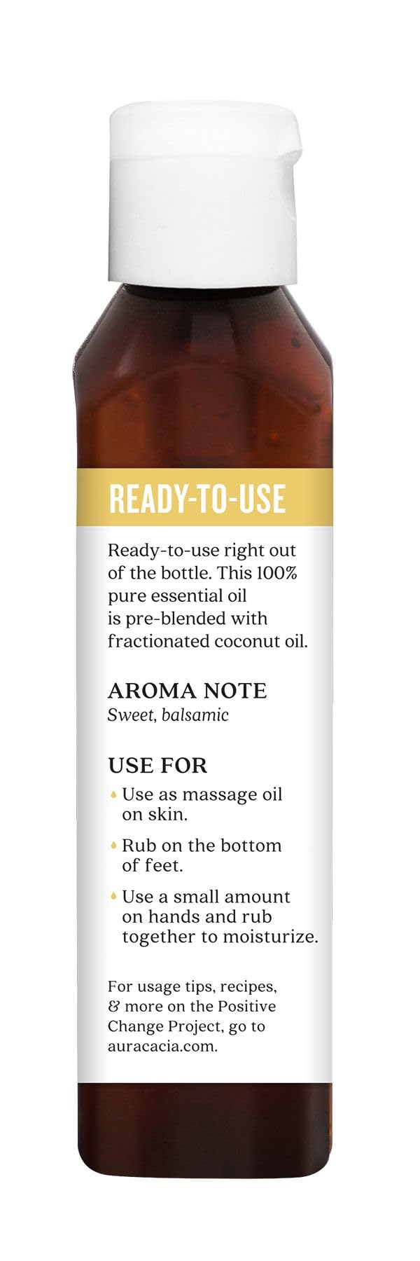 Aura Cacia Frankincense, aplicación diluida en piel para cuidado diario.