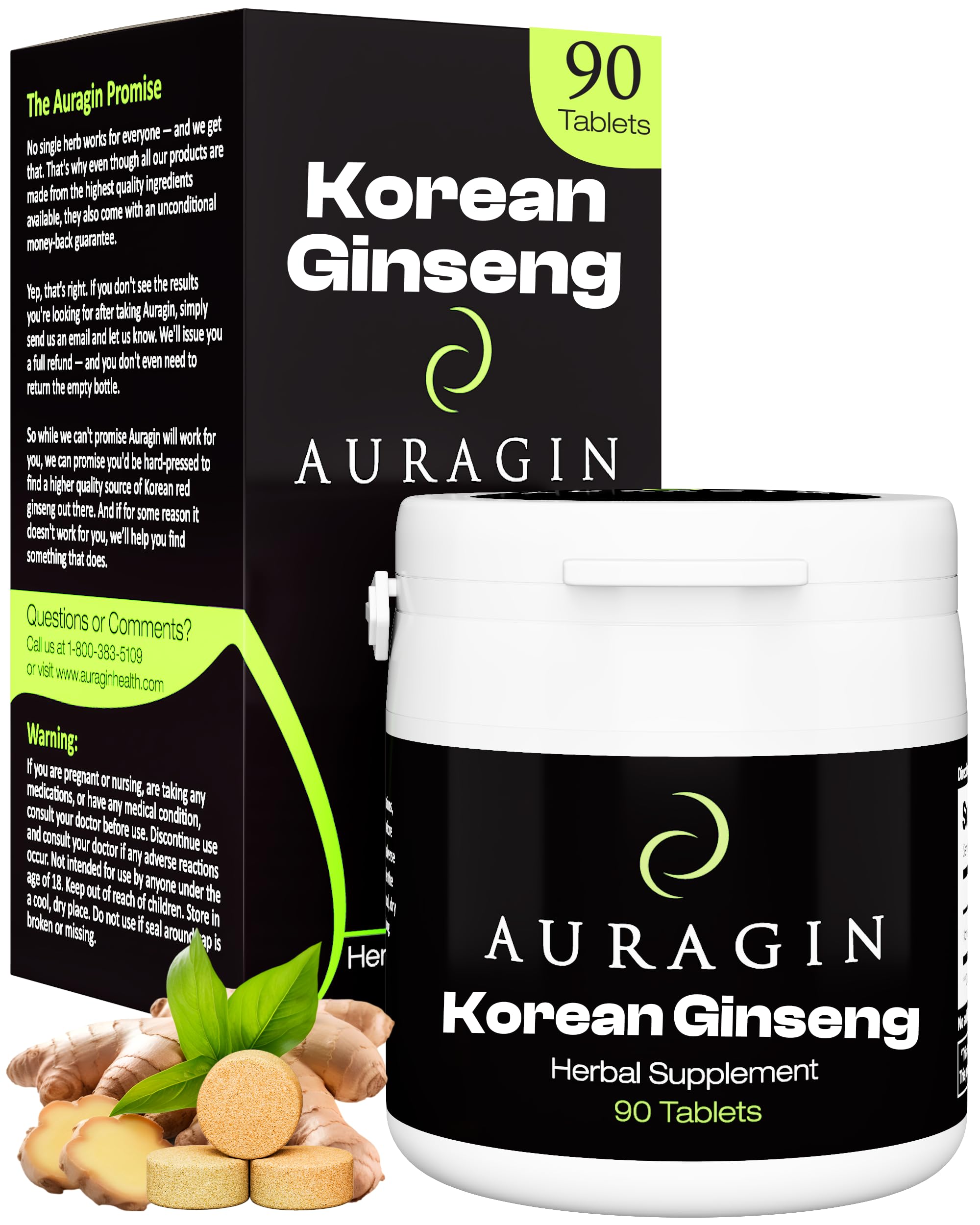 Tabletas Auragin Ginseng Rojo Coreano para energía diaria