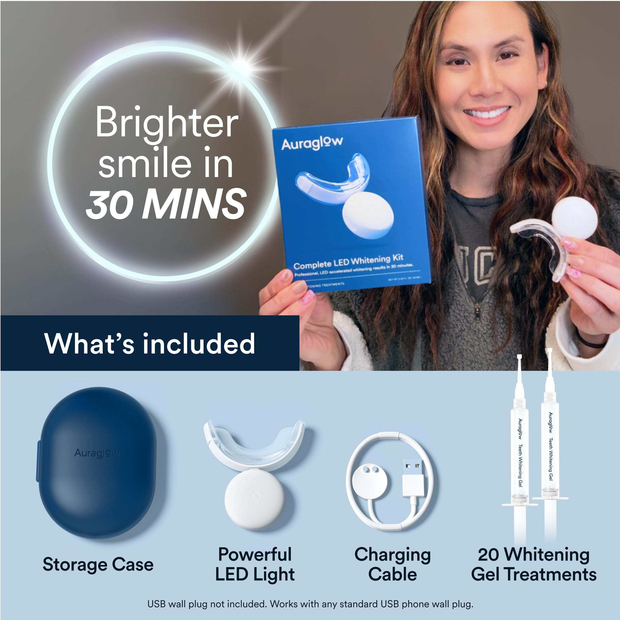 Auraglow: aplicación controlada del gel para distribución uniforme.
