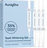 Auraglow gel blanqueador 35% para bandejas, blanqueamiento en casa seguro.