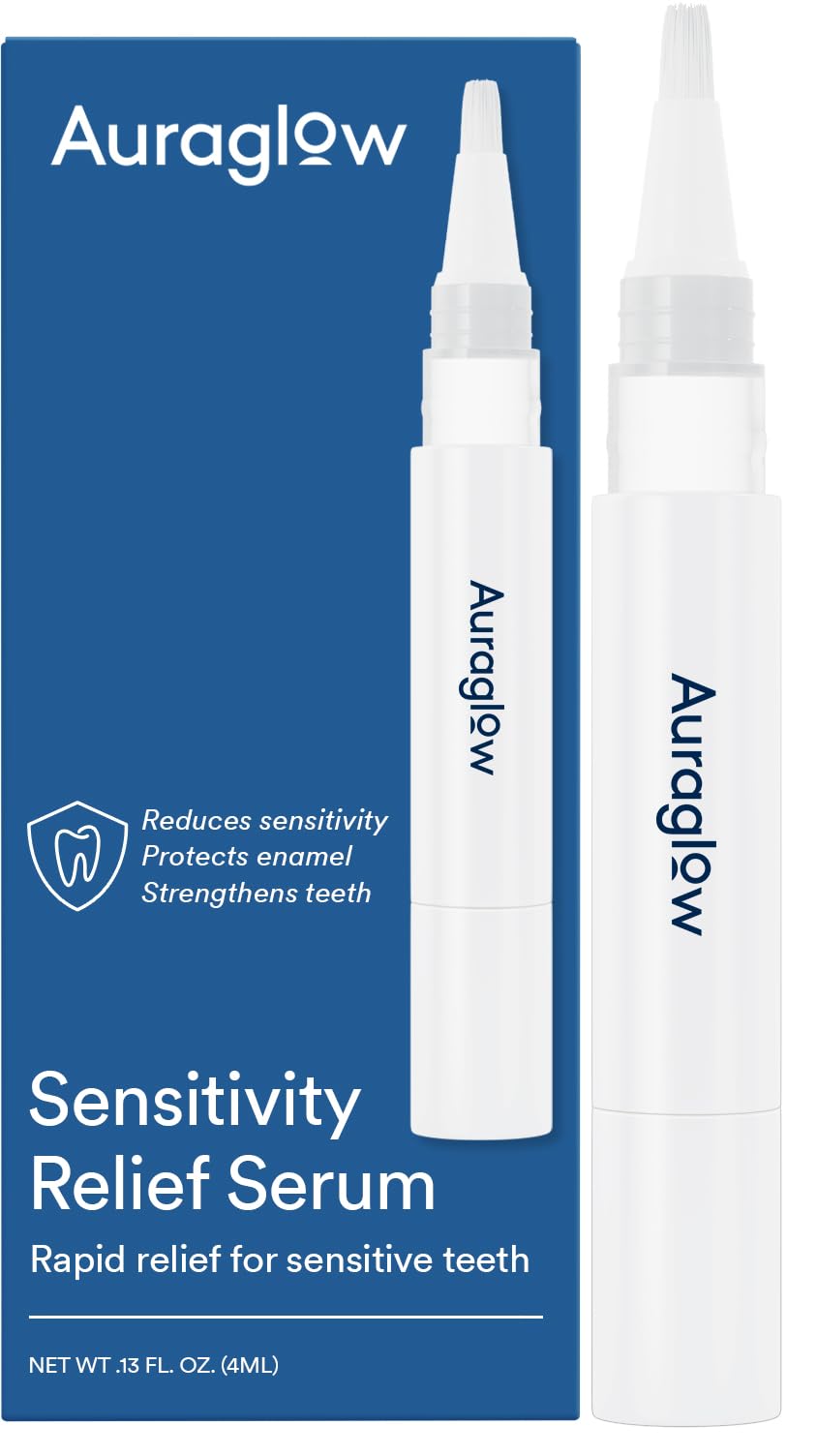 Auraglow gel para sensibilidad dental en pluma, alivio rápido en casa.