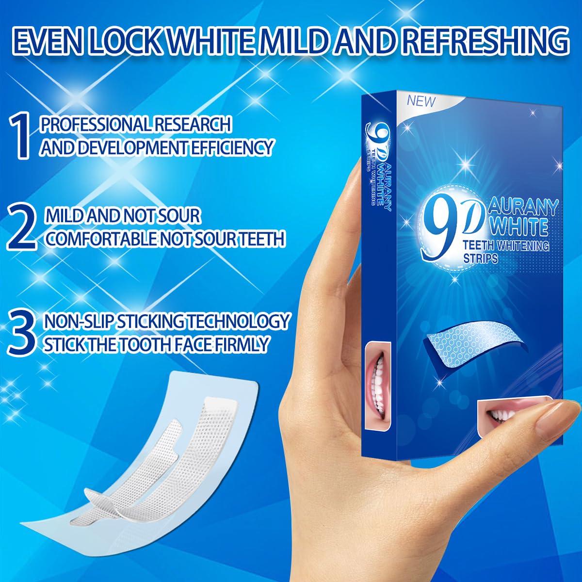 Aurany 9D Tiras: fórmula suave para dientes sensibles
