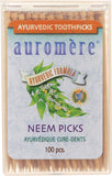 Auromere palillos dentales con Neem infundidos para higiene bucal natural.