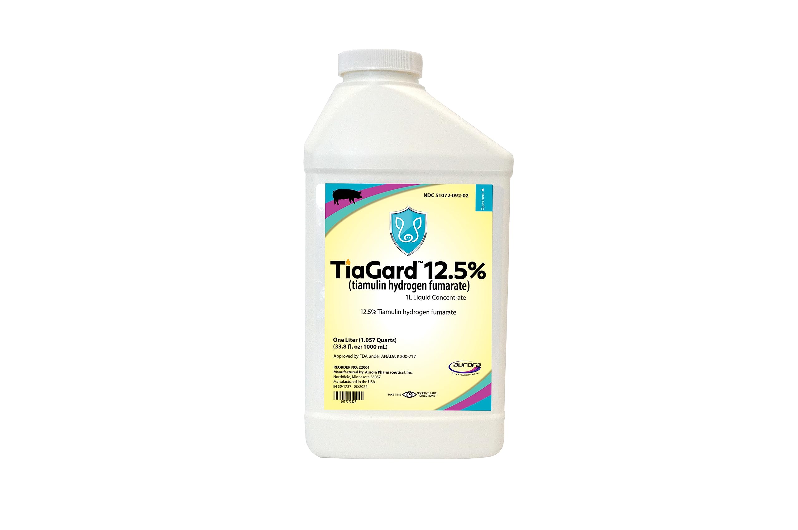 Aurora TiaGard concentrado líquido en botella de 1 L listo para usar en agua de bebida.