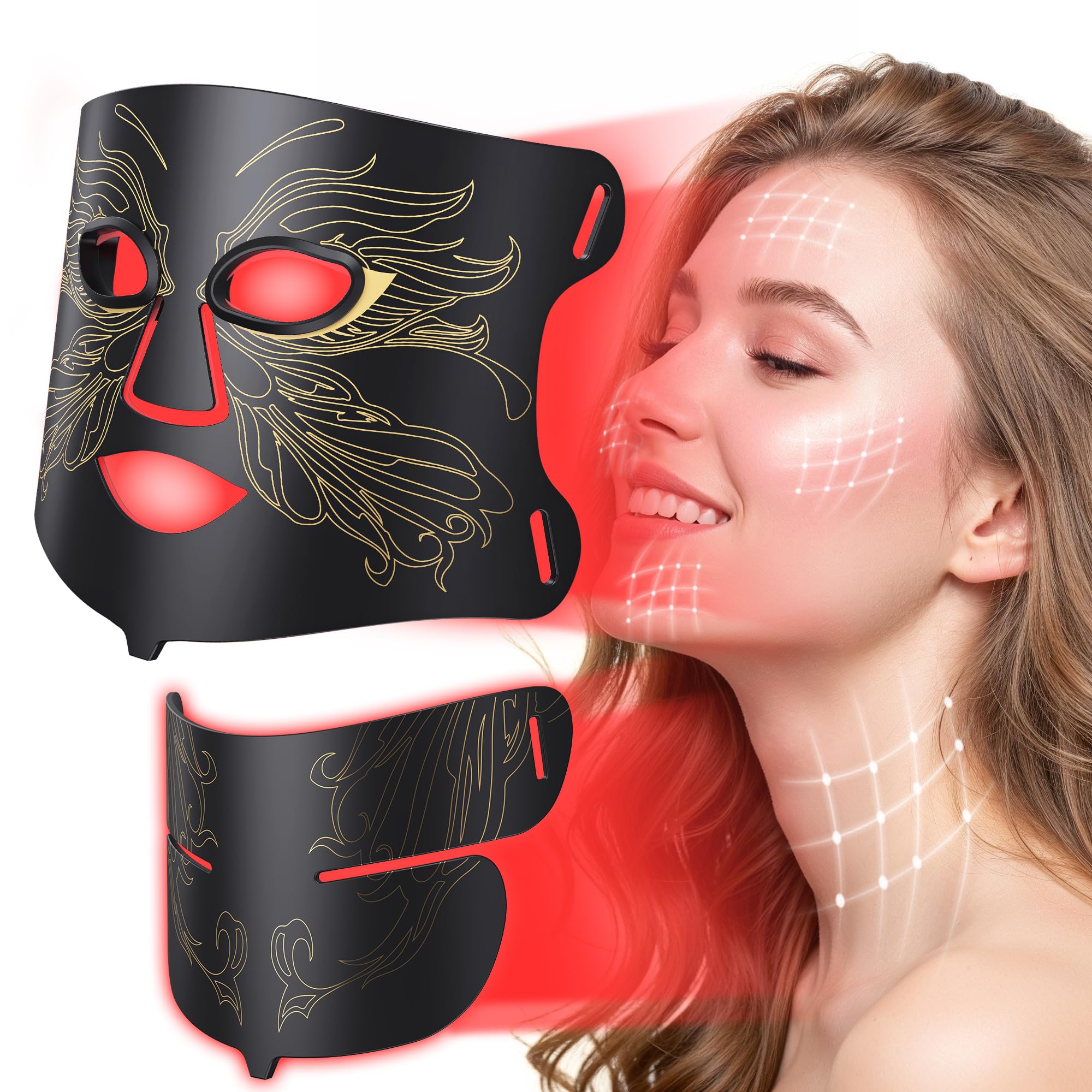 Aurphany máscara de luz roja para rostro, piel más luminosa en casa.