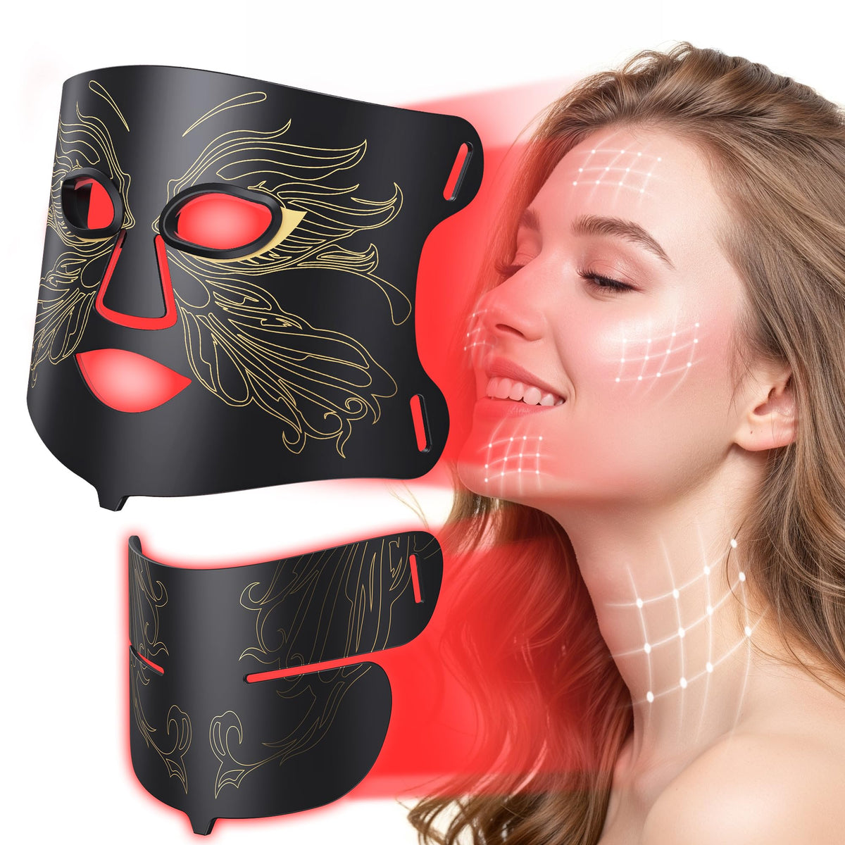 Aurphany máscara de luz roja para rostro, piel más luminosa en casa.