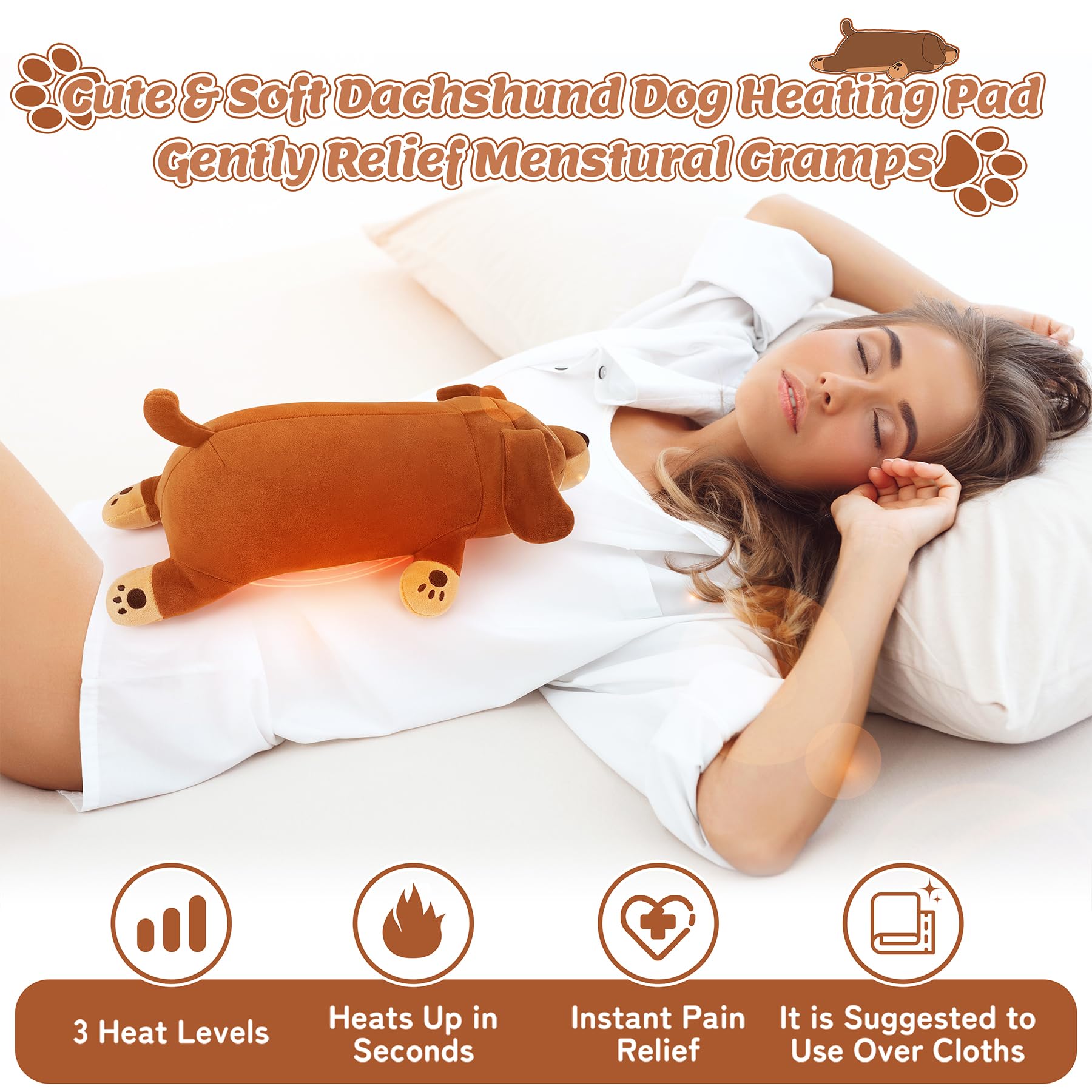 Auscicious Beginning dachshund: peluche suave con calor en abdomen para confort.