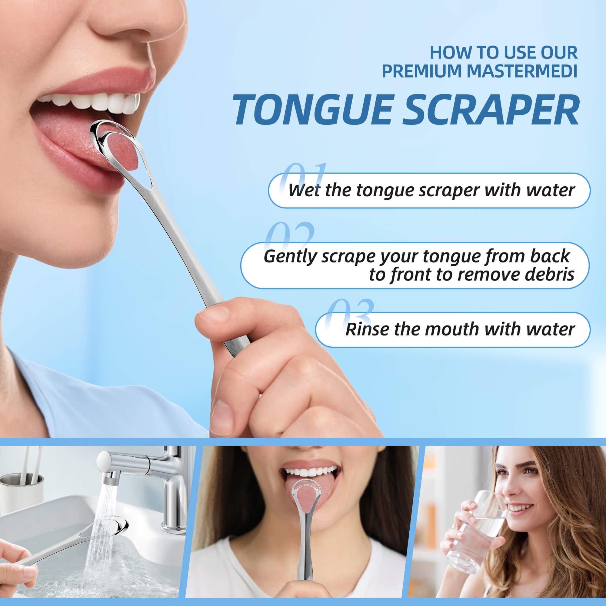 Aussumy escariador lengua acero inoxidable grado medico resistente