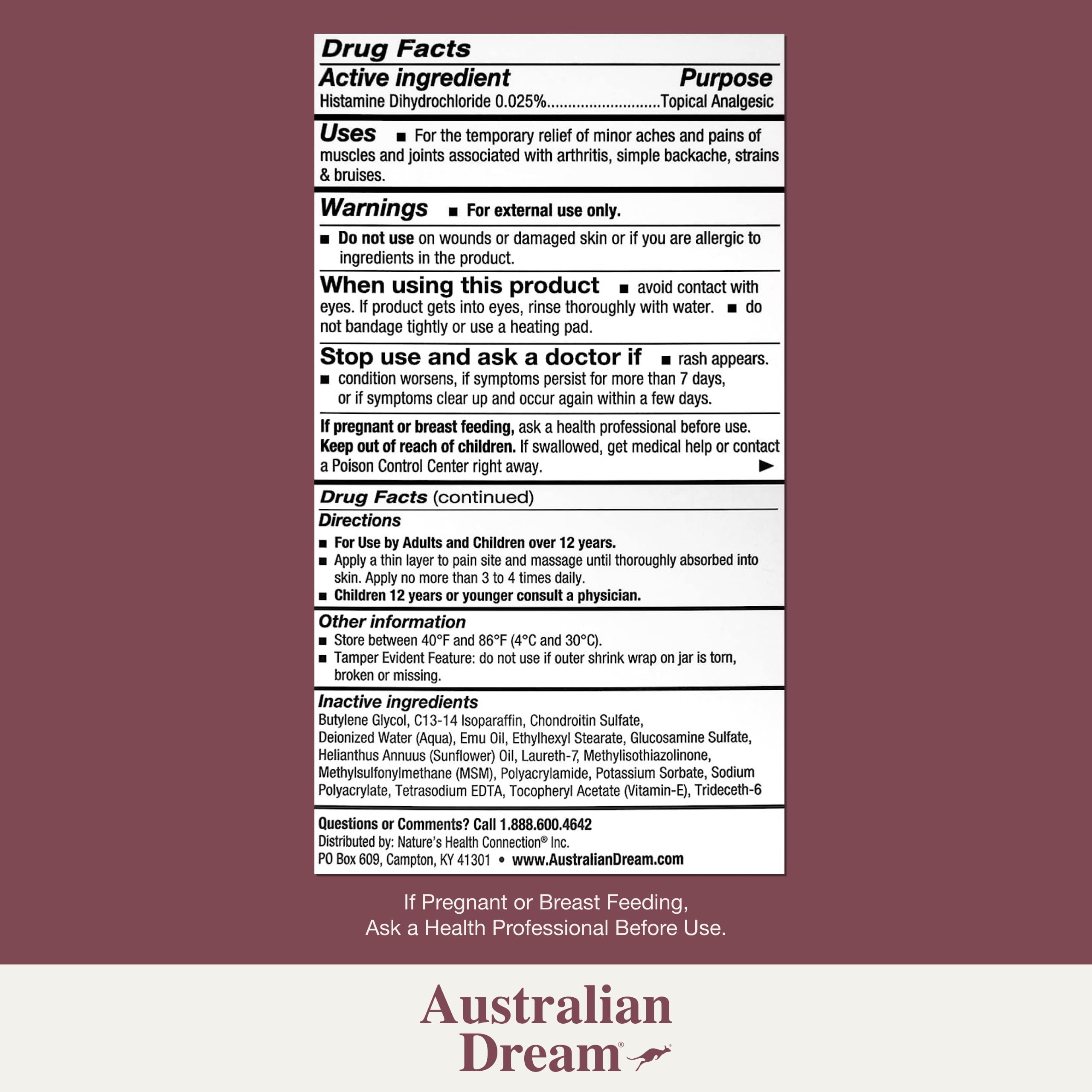 Aplicación suave de Australian Dream en articulaciones para alivio diario