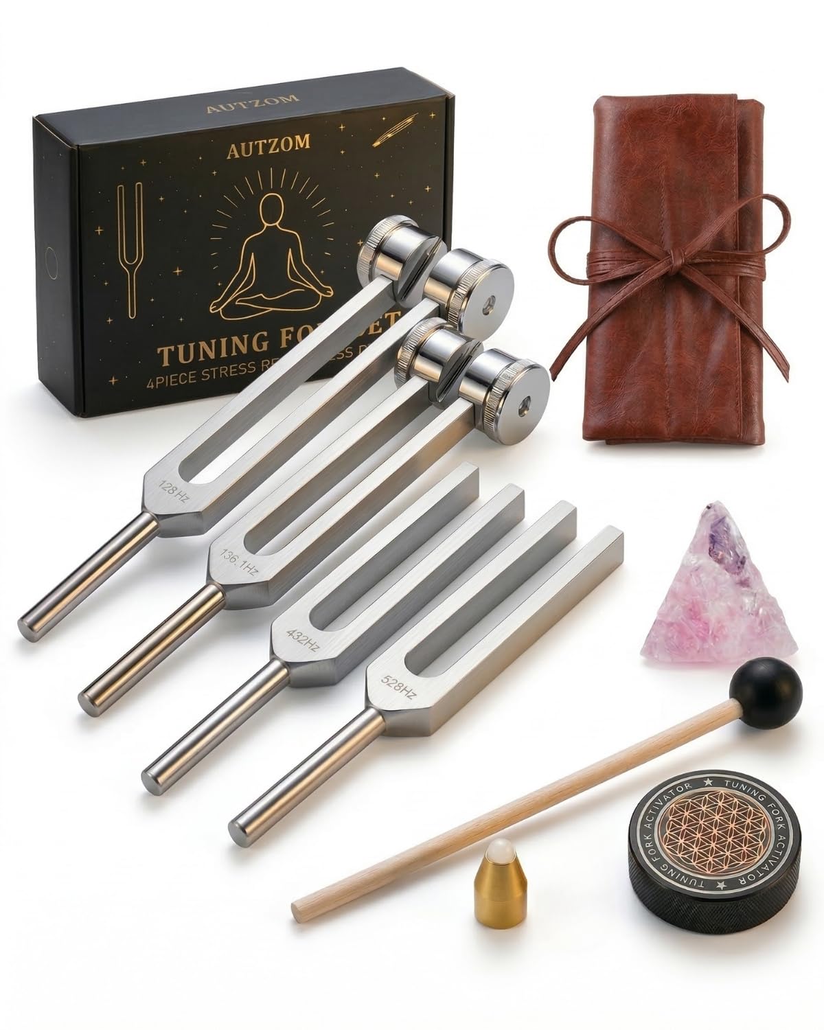 Autzom tenedores afinadores tono 128hz para relajación y equilibrio mental.