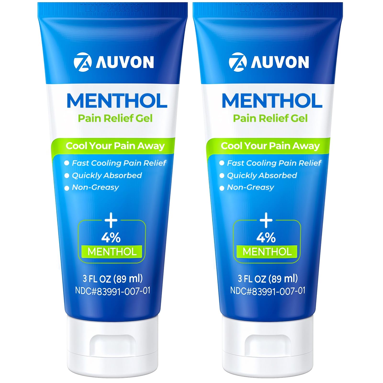 AUVON gel mentol aplicado a la piel en uso manual para alivio de molestias.