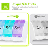 AUVON material libre de bisfenol A y tapa transparente facilita ver las pastillas.