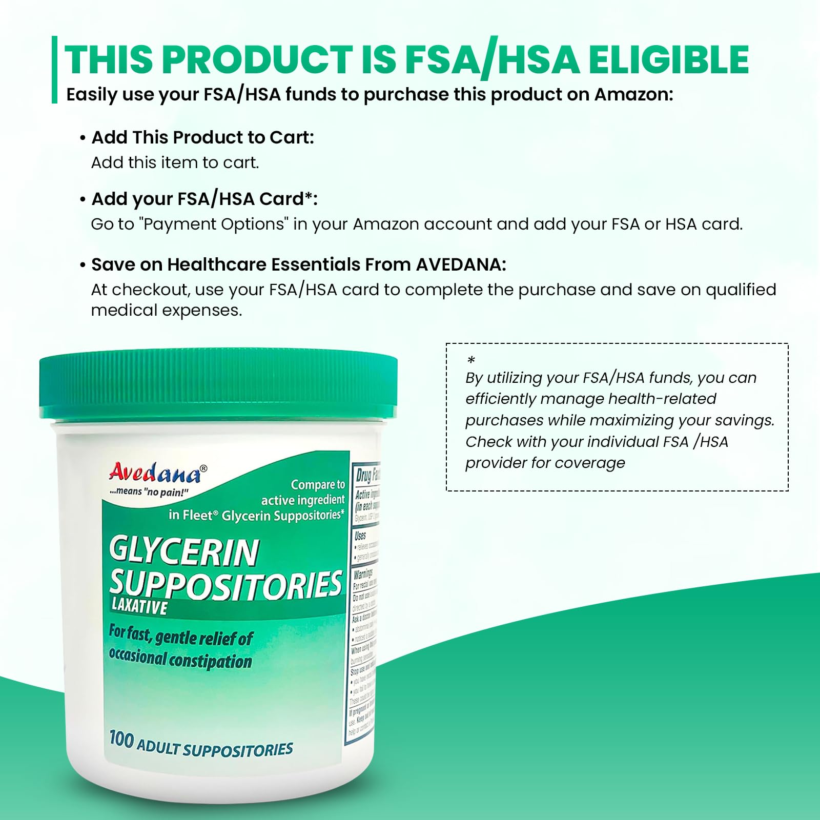 Supositorio AVEDANA 2g, empaque compacto para almacenamiento discreto.