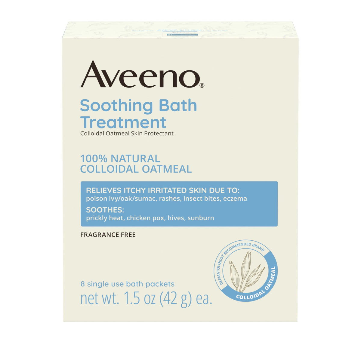 Aveeno: paquete único de baño sin fragancia, ideal para piel sensible.