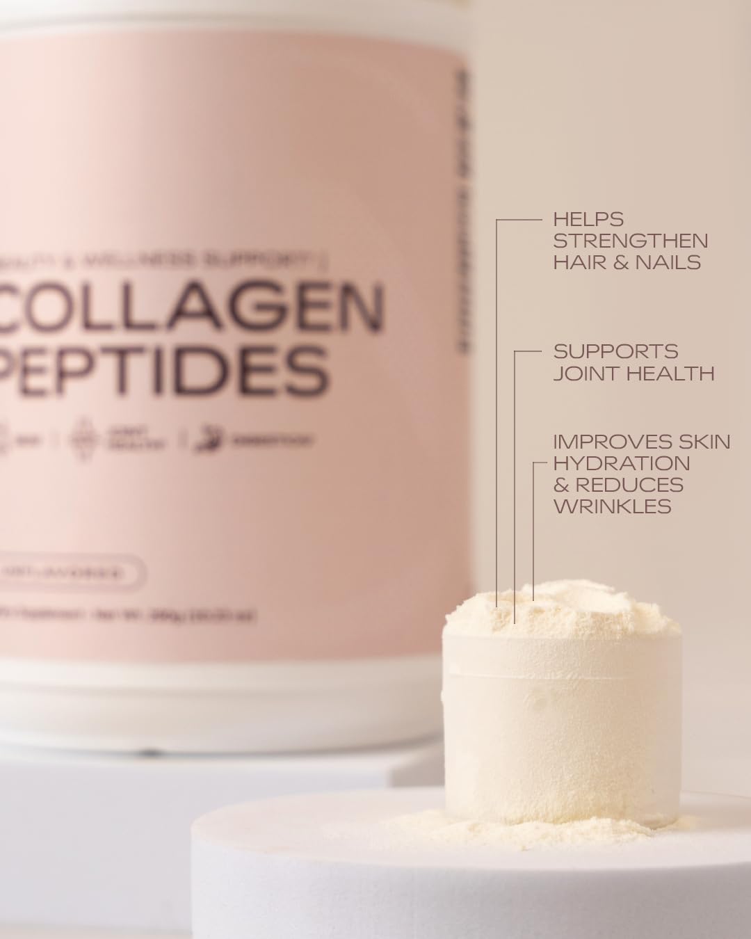 Aventus Collagen Peptides, envase de 10 g, práctico para llevar.