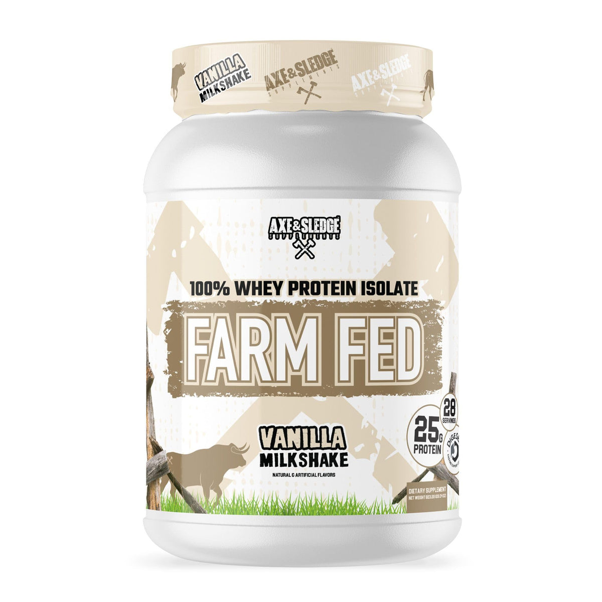 Axe & Sledge Farm Fed proteina aislada en bote para recuperacion muscular