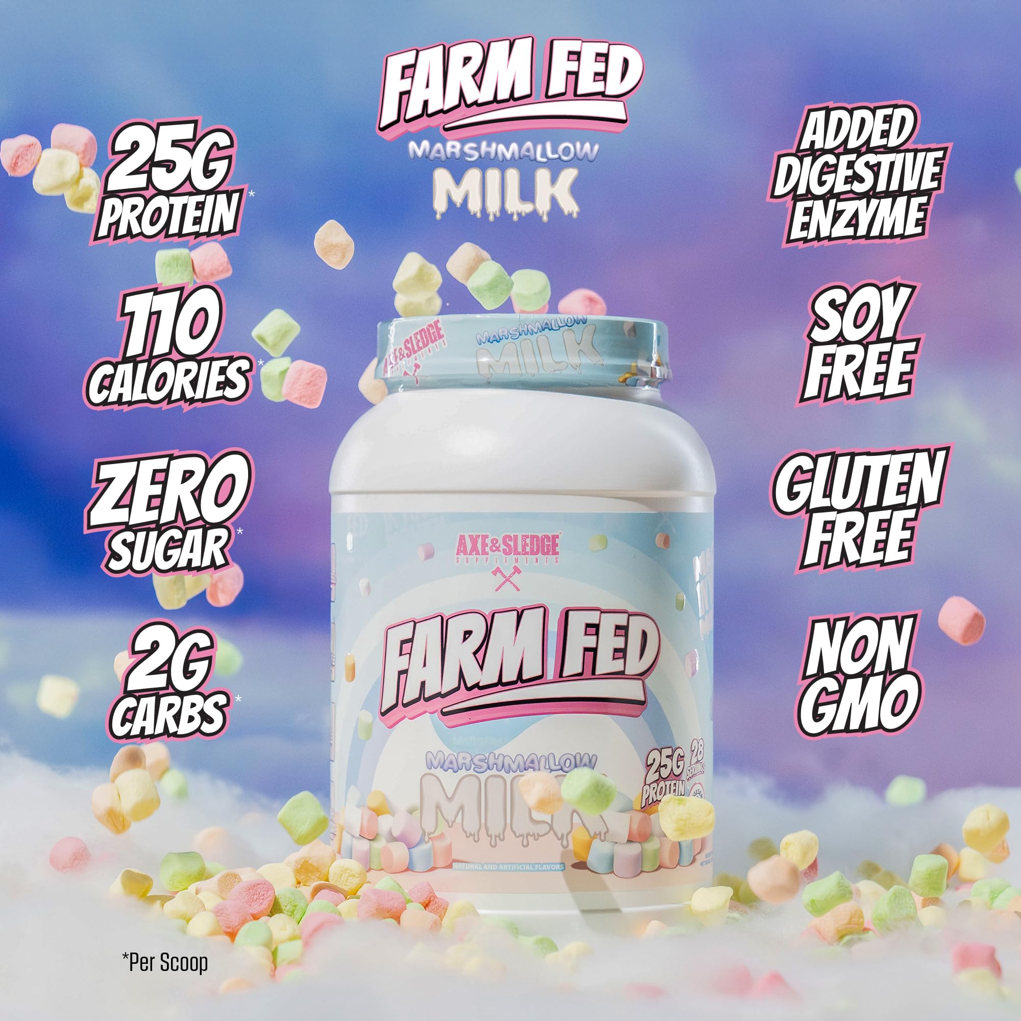 Axe & Sledge Farm Fed, sin soja ni gluten para dietas sensibles.