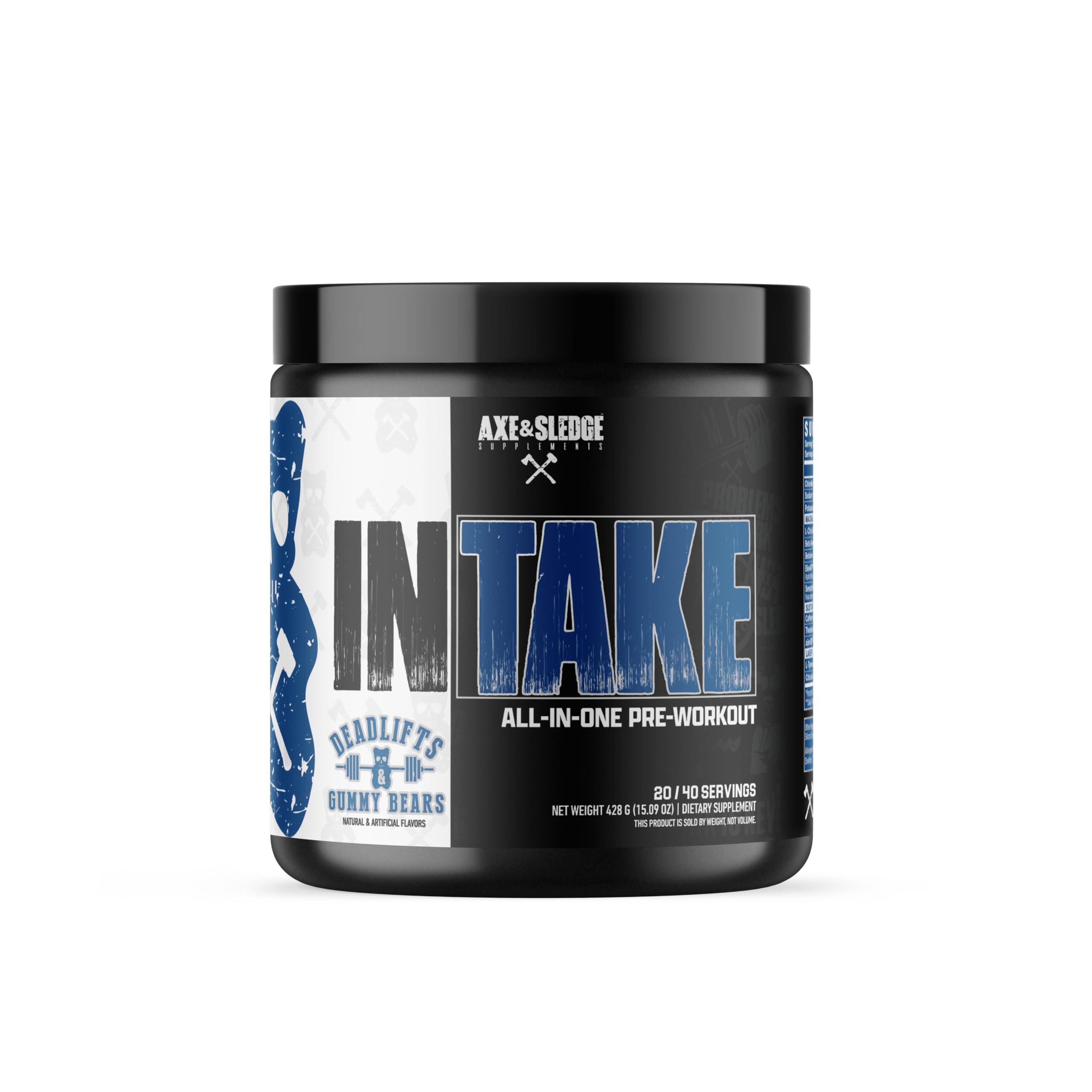 Axe & Sledge Intake: botella visible lista para entreno, energía sostenida para sesiones intensas.