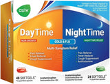 AXIV Día y Noche: caja frontal con 72 softgeles para alivio diario y nocturno