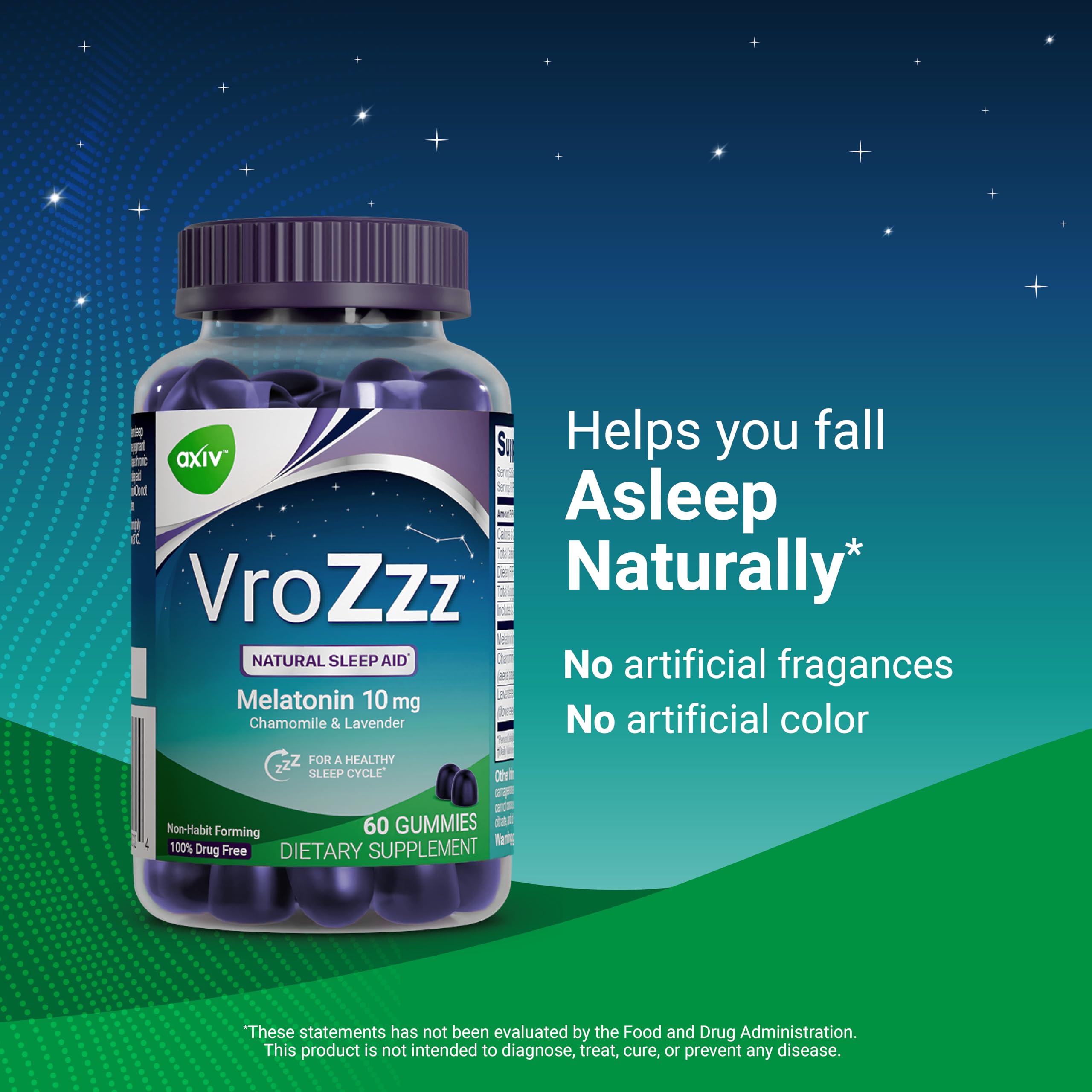 AXIV VroZzz gomitas valeriana relajante en una transición suave hacia la tranquilidad nocturna.