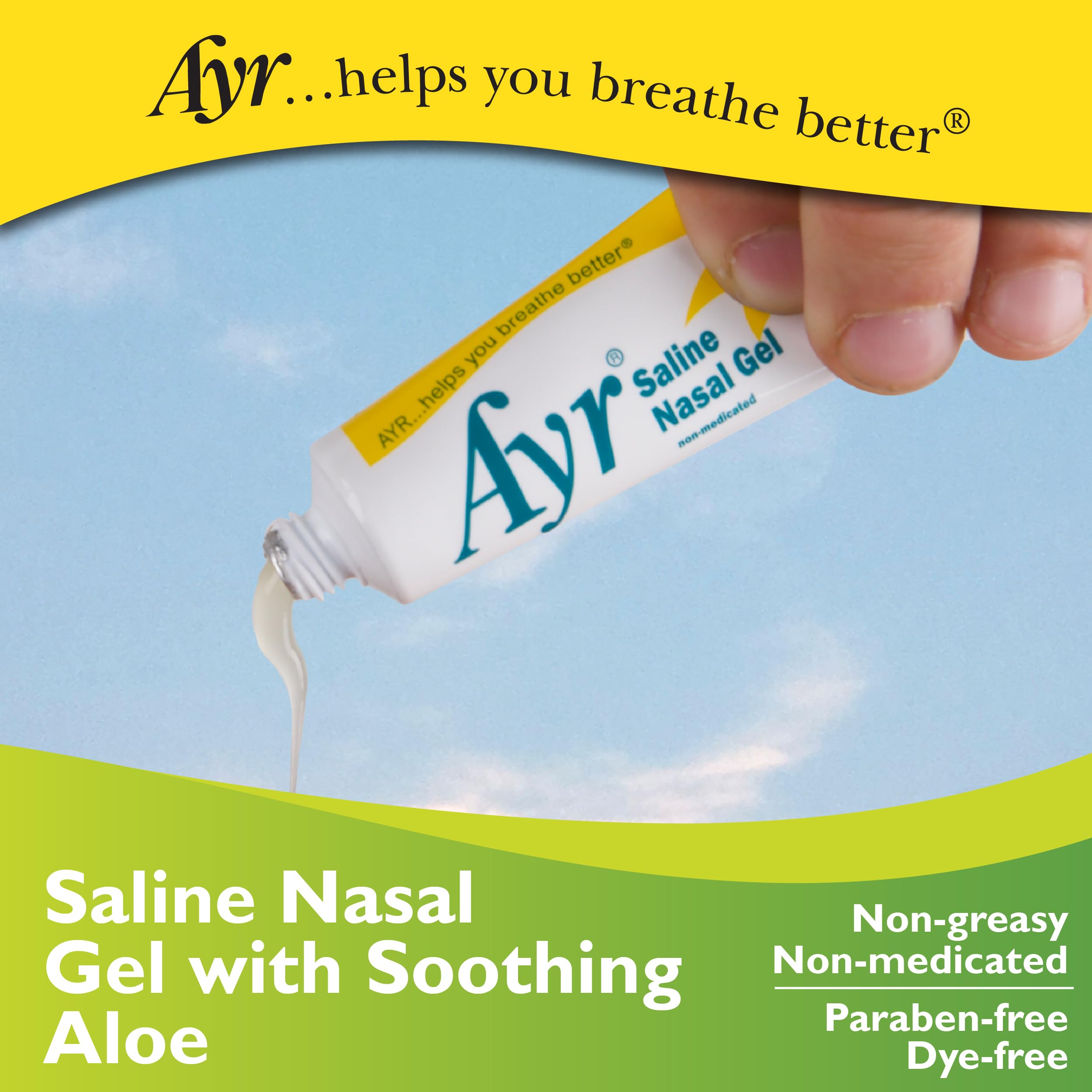 Paquete de viaje AYR gel nasal, práctico para mantener la hidratación.
