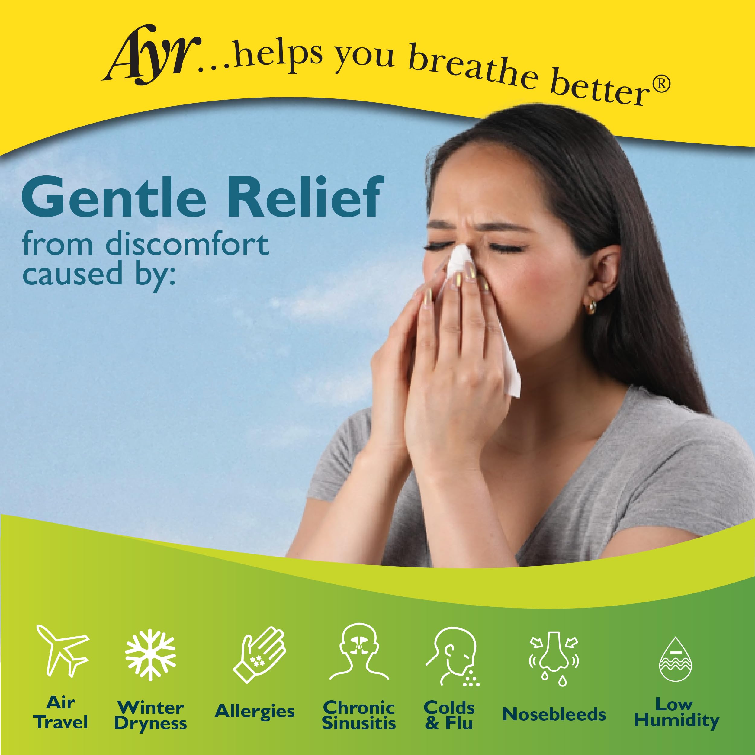 Gel nasal de viaje AYR, ideal para climas secos.