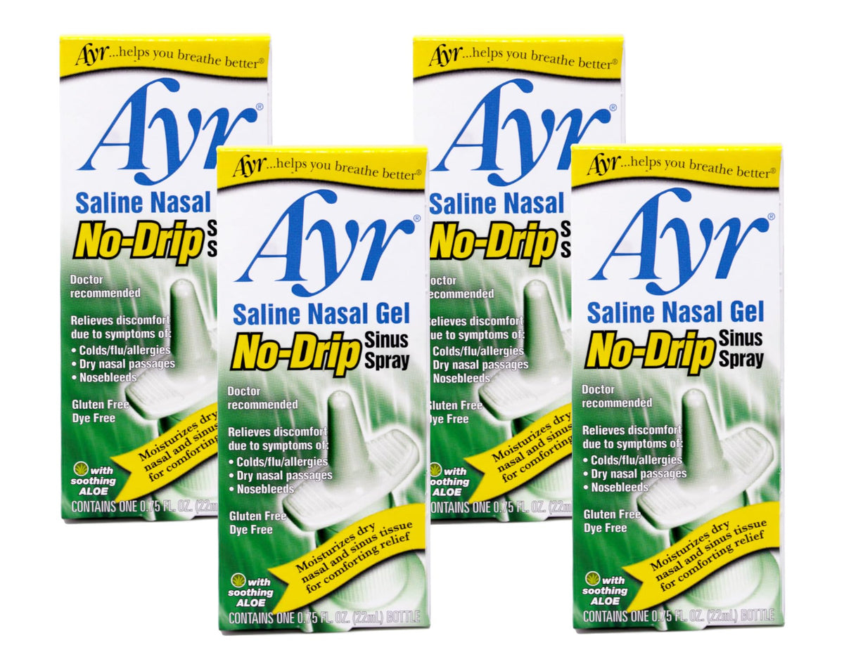 AYR gel nasal sin goteo en botella con aloe para hidratación diaria.