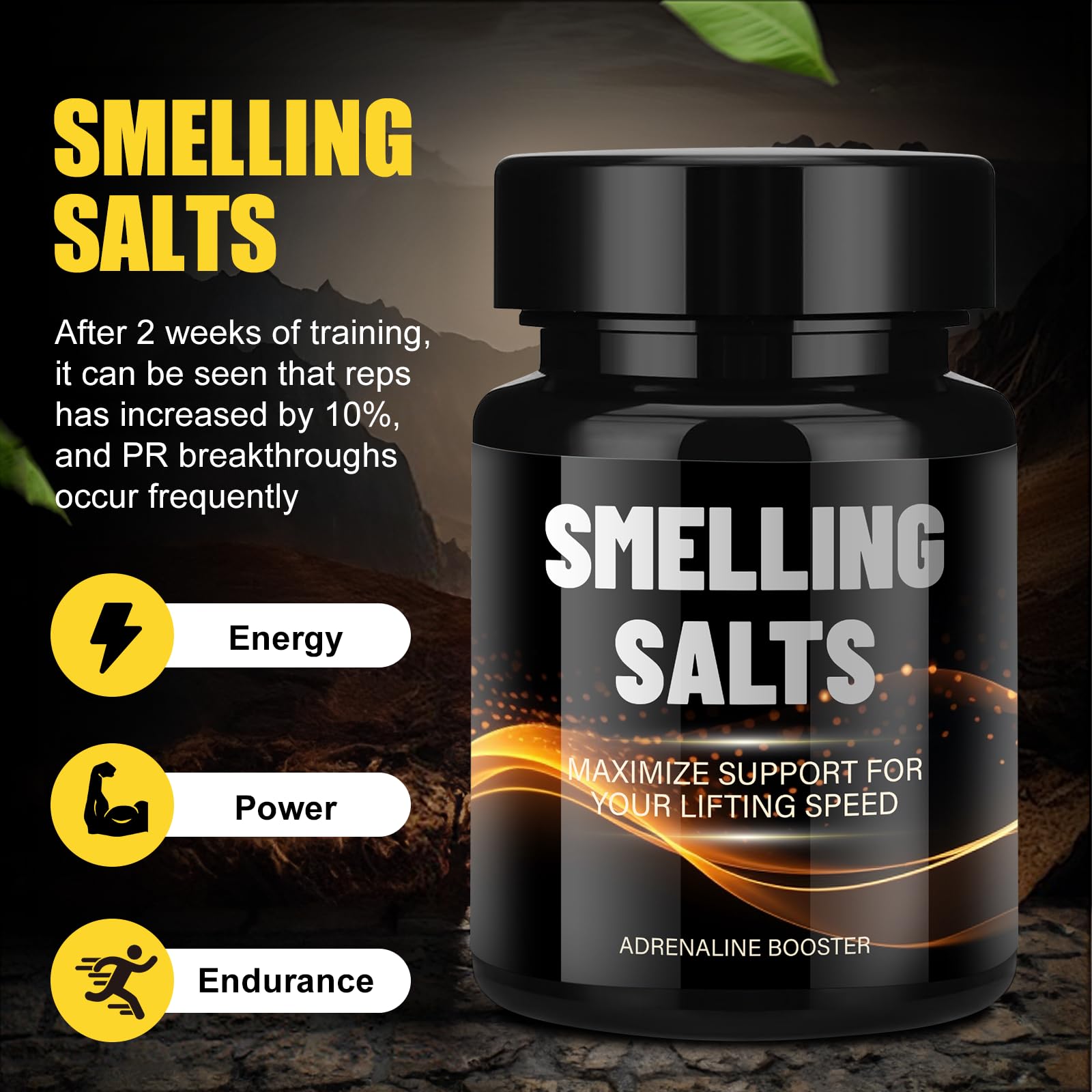 AYROX Pro Rush Power Salts, etiqueta detallada, acceso rápido a claridad mental antes de la competición