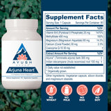 Ayush Herbs Arjuna Heart etiqueta frontal: información clara de ingredientes.
