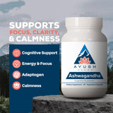 Ayush Herbs Ashwagandha: cápsulas calma-mental para jornadas serenas
