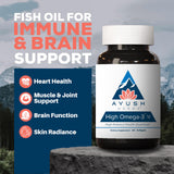 Ayush Herbs High Omega 3: cápsulas suaves con sabor a limón para comodidad diaria.