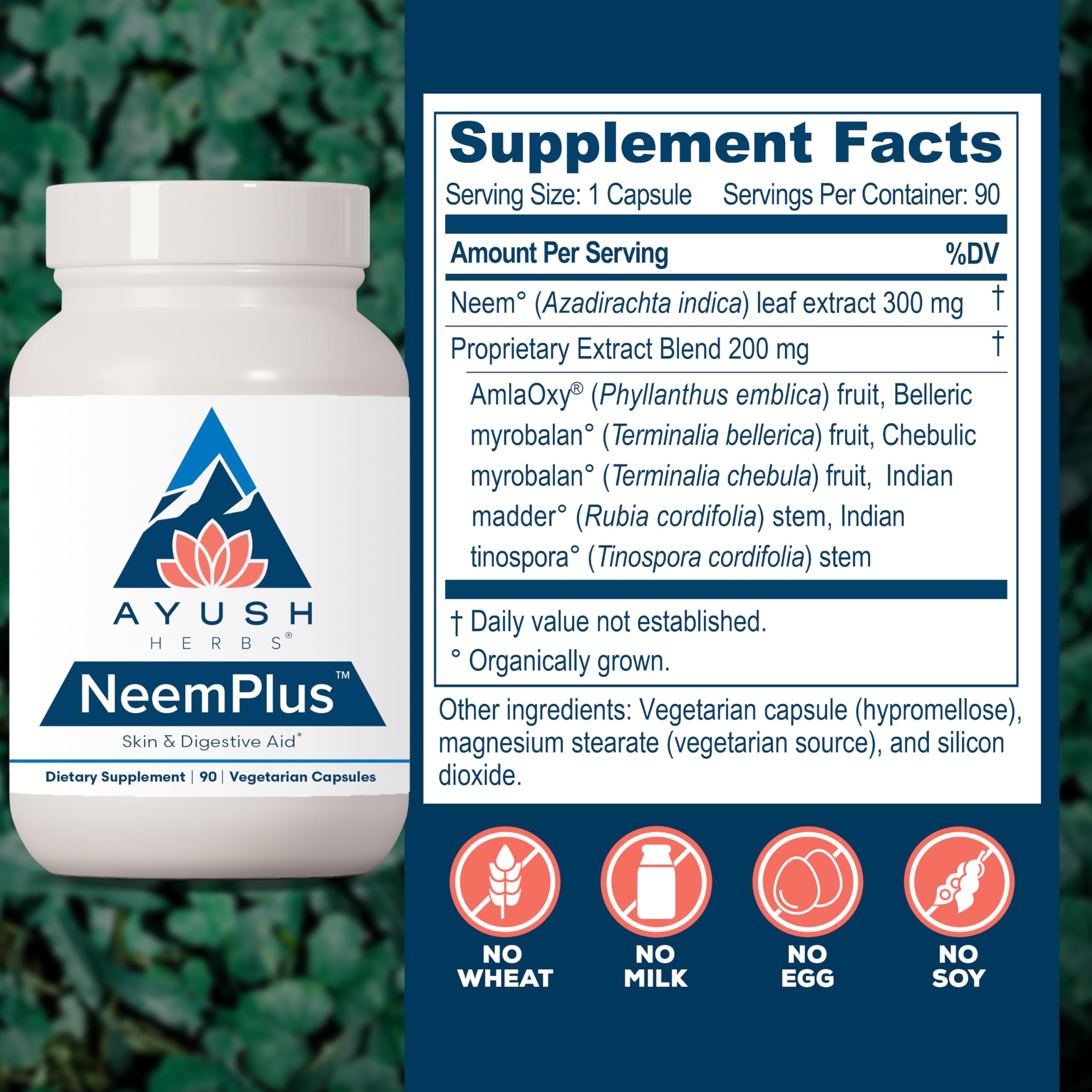 Botella Neem Plus enfocada en la sensación de confort estomacal.