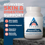 Etiqueta frontal de Neem Plus destacando ingredientes naturales.