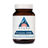 Ayush Herbs Probiótico 100B, botella para apoyo diario de la salud digestiva.
