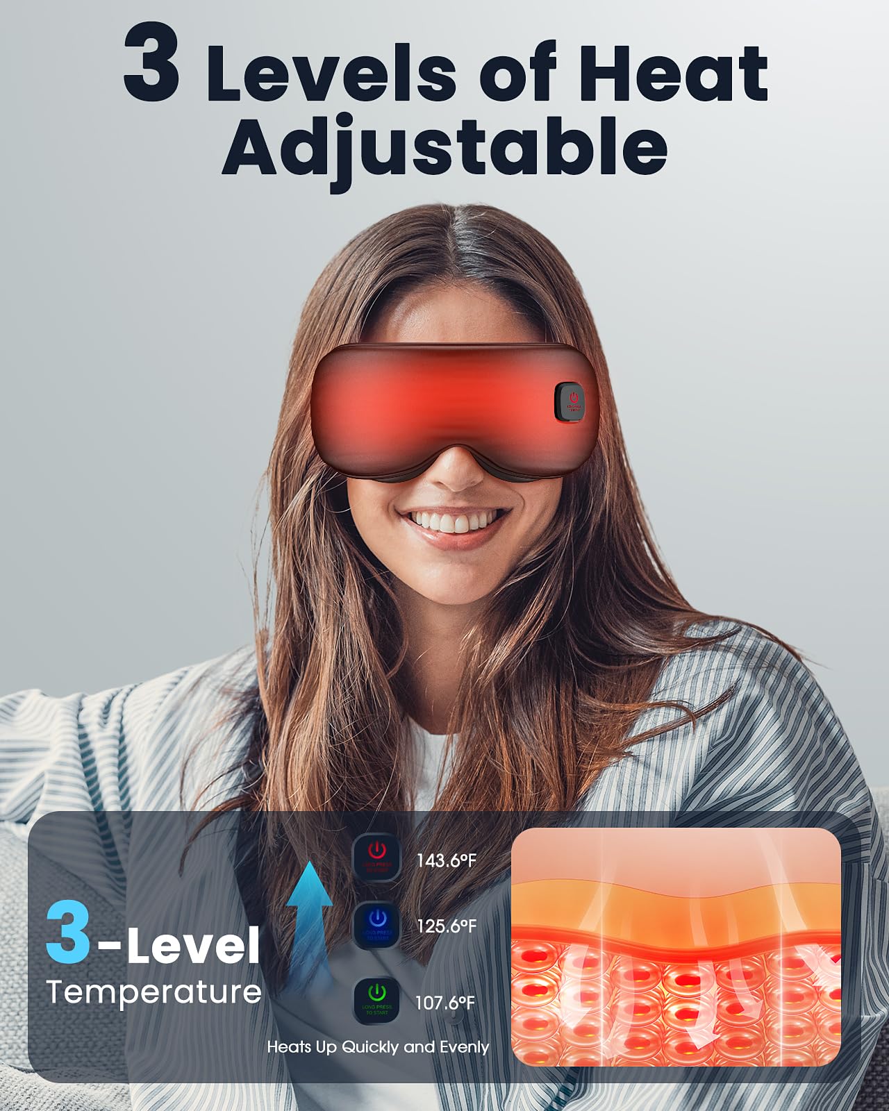 Azang mascarilla ocular con ajuste ergonómico para sesiones largas.