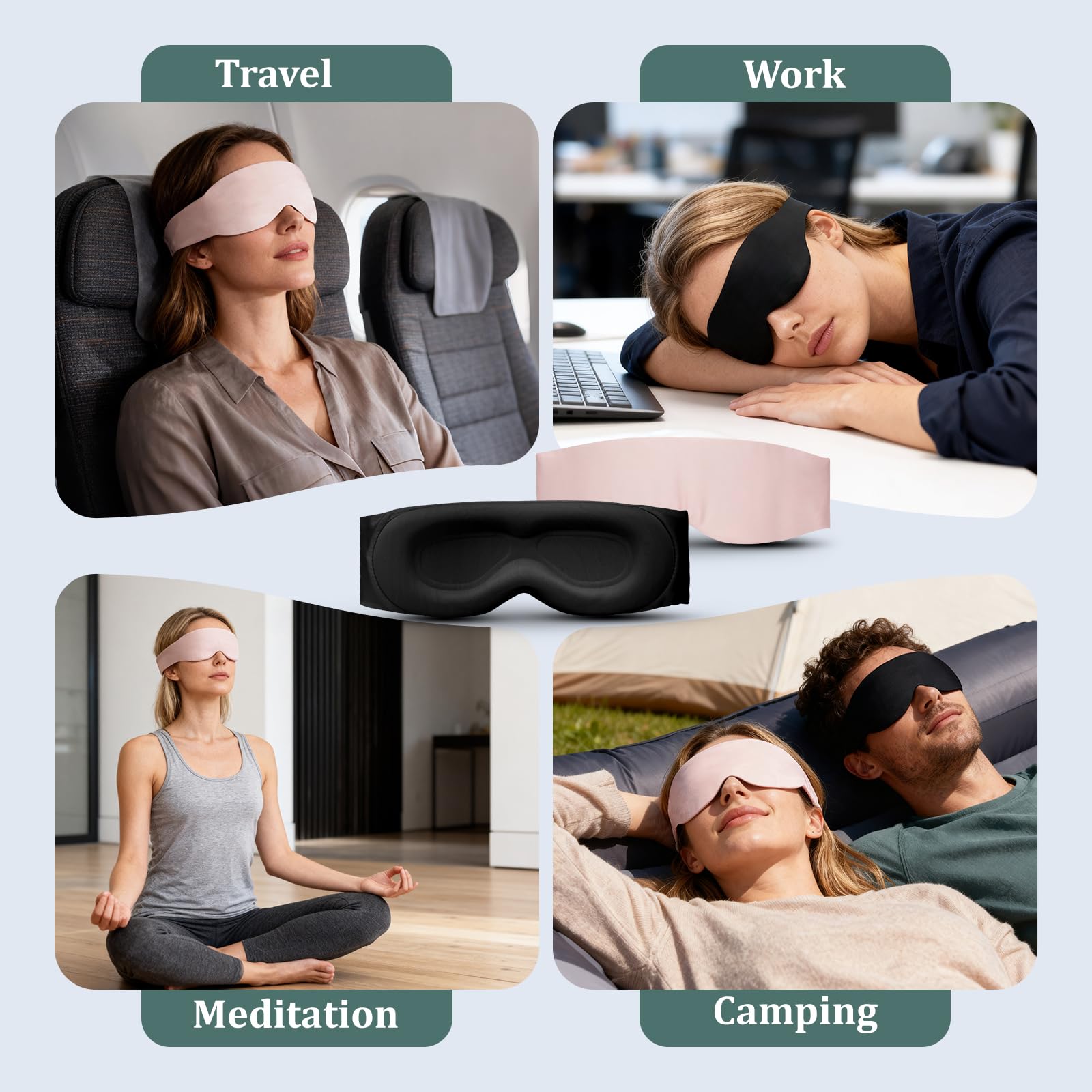 Azang Silk Sleep Mask tejido de seda y espuma memoria, ligero y transpirable