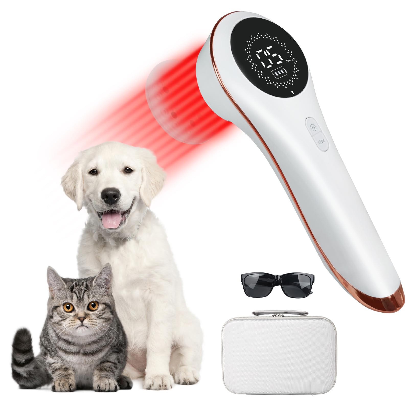 Azilaser, dispositivo portátil de terapia láser frío para mascotas, comodidad diaria.