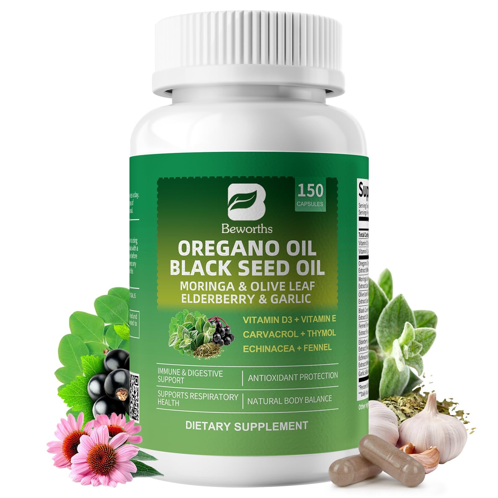 B BEWORTHS Aceite de oregano cápsulas: formato práctico para uso diario y apoyo general