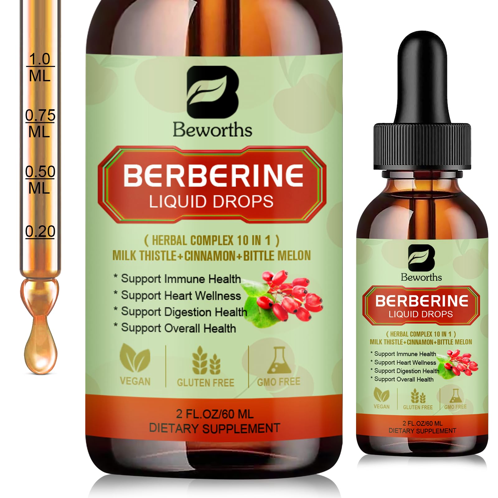 B BEWORTHS Berberina HCL frasco: posible apoyo digestivo natural.