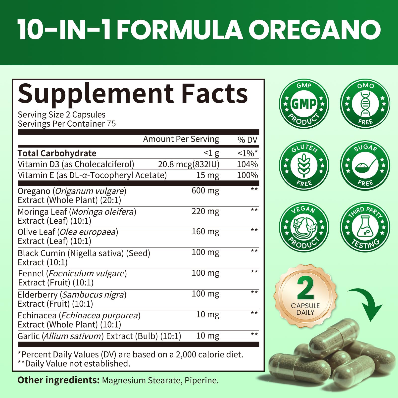 B BEWORTHS Cápsulas de oregano con semilla negra: fácil consumo y beneficio antioxidante