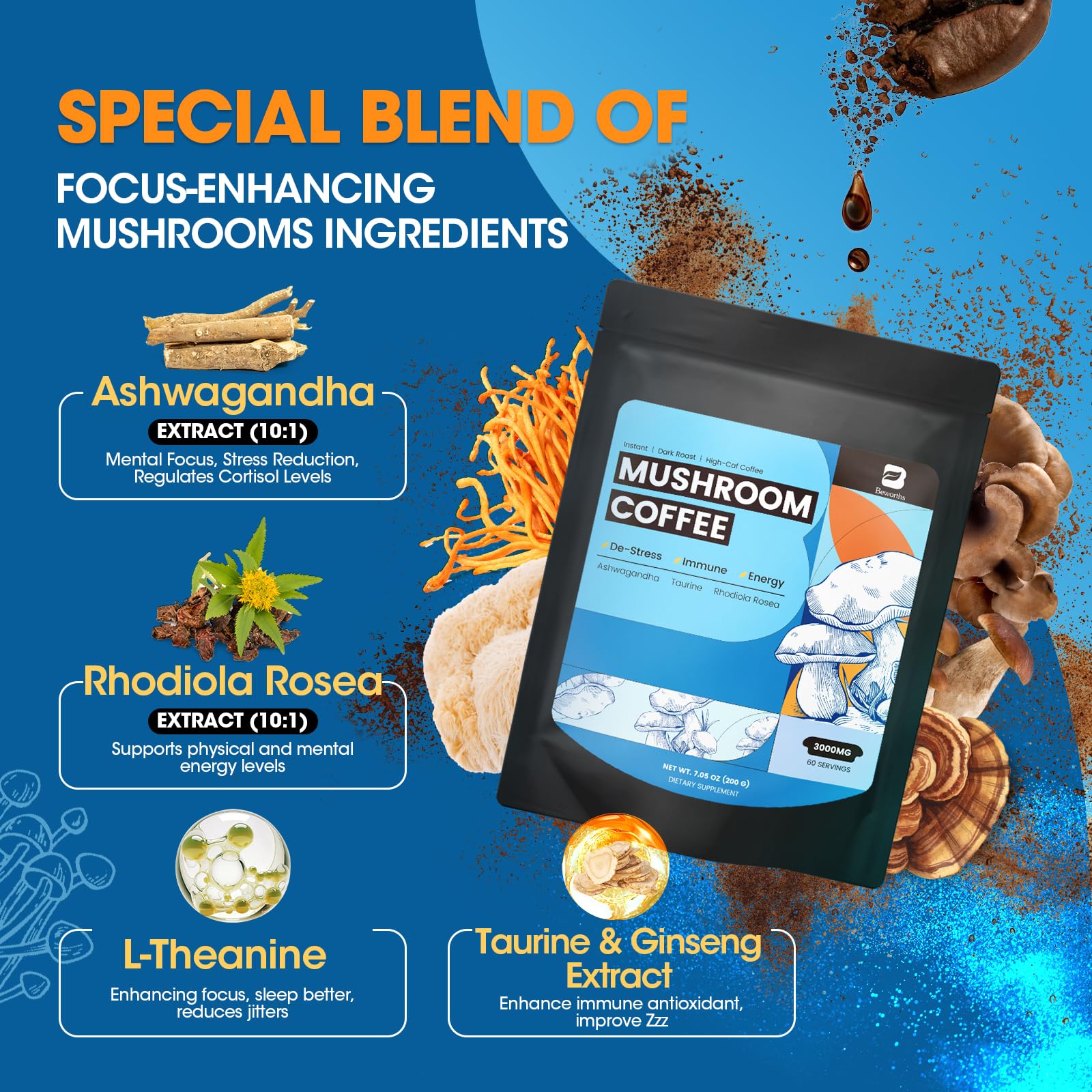 Cuchara medidora de polvo hongo para B BEWORTHS