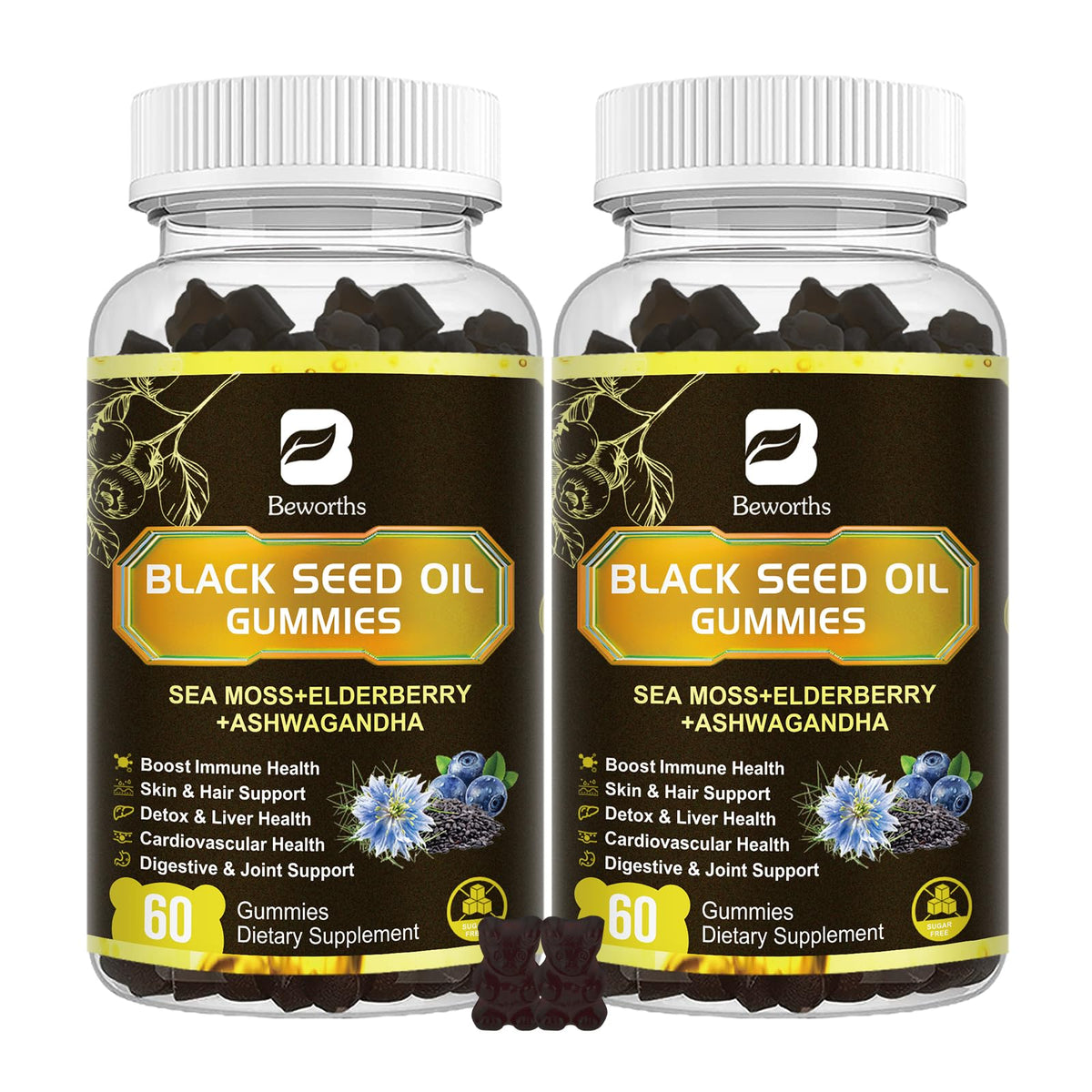 B BEWORTHS gominolas con aceite de semilla negra y musgo marino irlandés para apoyo inmunológico