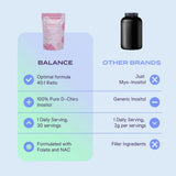 Empaque práctico de B-FIT B Inositol Balance para guardar.